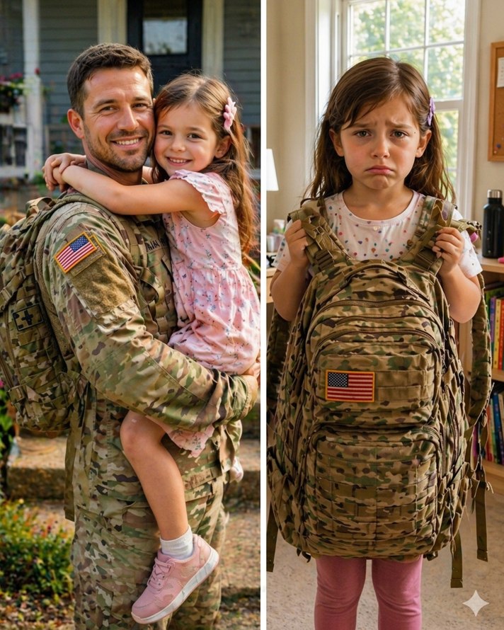 Mi hija se negó a dejar la mochila de su padre en casa… y lo que hicieron sus compañeros después fue cruel