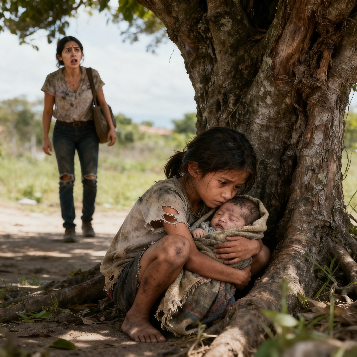 Tan pronto como volví del trabajo, vi a mi hija de siete años llevando a su hermano pequeño sola en el bosque detrás de nuestra casa. Estaba herida con cortes por todo los brazos, exhausta y temblando, pero aún se negaba a dejarlo.