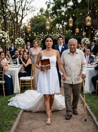 La novia se quitó el vestido en plena boda, devolvió todo el oro y se llevó a su padre ciego. Todo por una sola frase de su suegra… que dejó a todos en silencio.