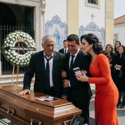 Mi nuera llegó al funeral con vestido rojo y una sonrisa imposible; murmuró “parece un día especial”, pero cuando el abogado encendió la laptop, su plan contra mi hijo empezó a desmoronarse