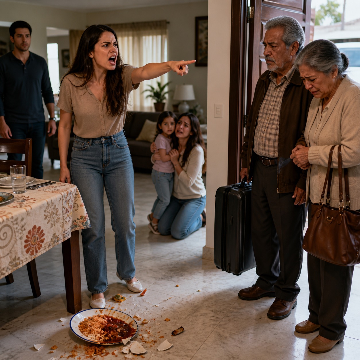 Tiró el plato de comida, echó a sus suegros de la casa y todavía los desafió: “¡Váyanse si quieren! Ya no necesito a ninguno de los dos aquí.” Exactamente una semana después, tuvo que arrodillarse para pedir perdón.