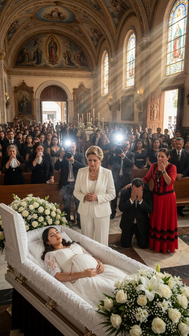 Mi hija embarazada yacía en su ataúd cuando su esposo entró riéndose con su amante; ella se acercó a mi oído y susurró “al final gané yo”, ignorando que mi hija dejó una escalofriante trampa póstuma para mandarlos a la cárcel frente a todos en pleno funeral.