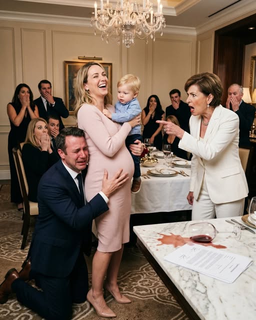 Mi esposo me invitó a una cena familiar… pero al llegar no había comida, solo una prueba de ADN y mi suegra gritándome: “Ese niño no es hijo de mi hijo”. Entonces un de…