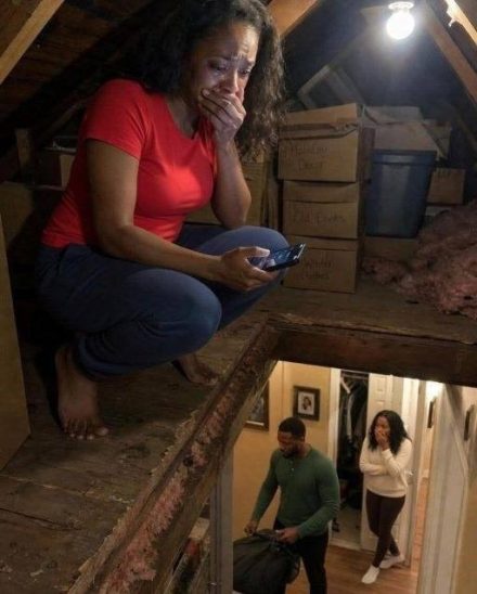 Mi hermana me llamó a medianoche y me susurró: «Apaga todas las luces. Sube al ático. No se lo digas a tu marido». Pensé que se estaba volviendo loca, hasta que miré a través de las tablas del suelo…