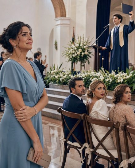 La nueva esposa de mi exmarido me mandó al fondo durante la graduación de mi hijo… pero una frase de él hizo que todo el auditorio se levantara