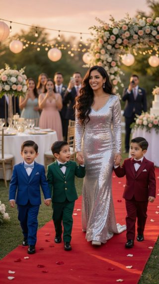 Llevé a mis trillizos de 4 años a la boda de mi exesposo millonario y la reacción de su familia fue escalofriante