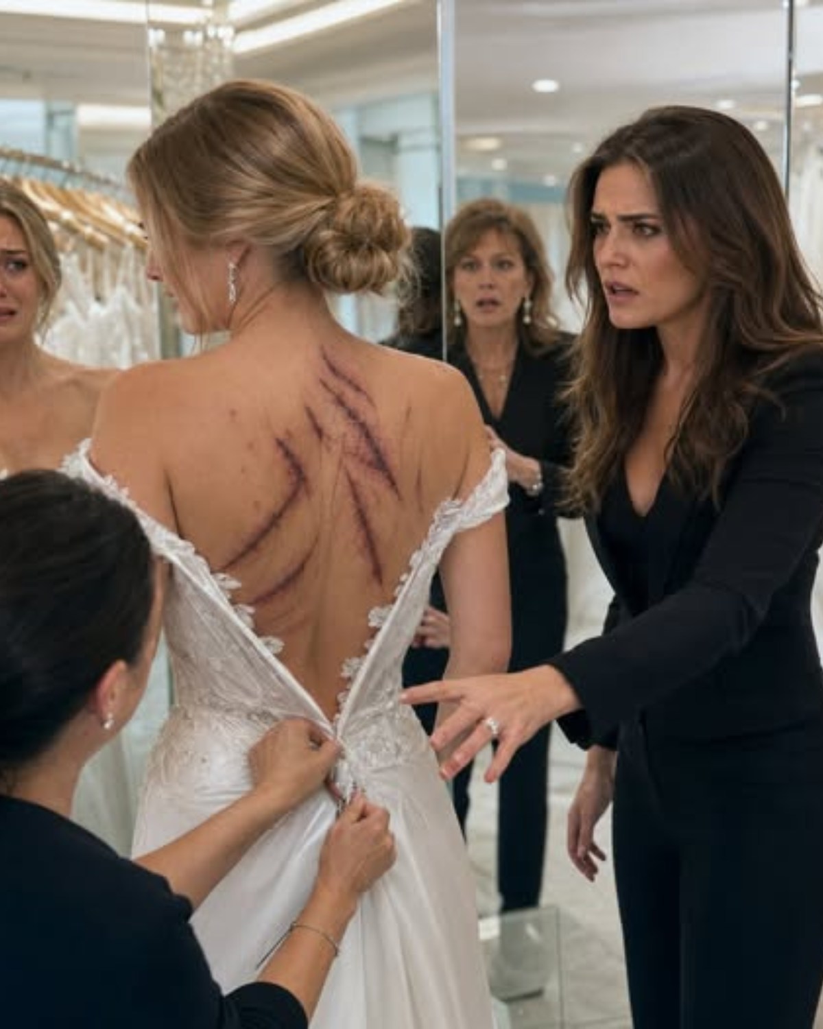 En la boutique de novias, mi hermanita salió para mostrarme su vestido de boda. Pero cuando la costurera le bajó el cierre de la espalda, dejé de respirar. Toda su columna estaba cubierta de marcas oscuras y recientes de latigazos. Ella me tomó las manos, llorando:—¡Si cancelo la boda, su padre llevará a la quiebra la empresa de nuestros padres!Mis ojos se volvieron fríos como el hielo. Le besé la mejilla y dije:—Entonces no la cancelaremos.Pasé toda la noche desmantelando el imperio corporativo de su padre. Cuando el novio caminó hacia el altar al día siguiente, fue recibido por el FBI. Posted on 30 May, 2026 by mike